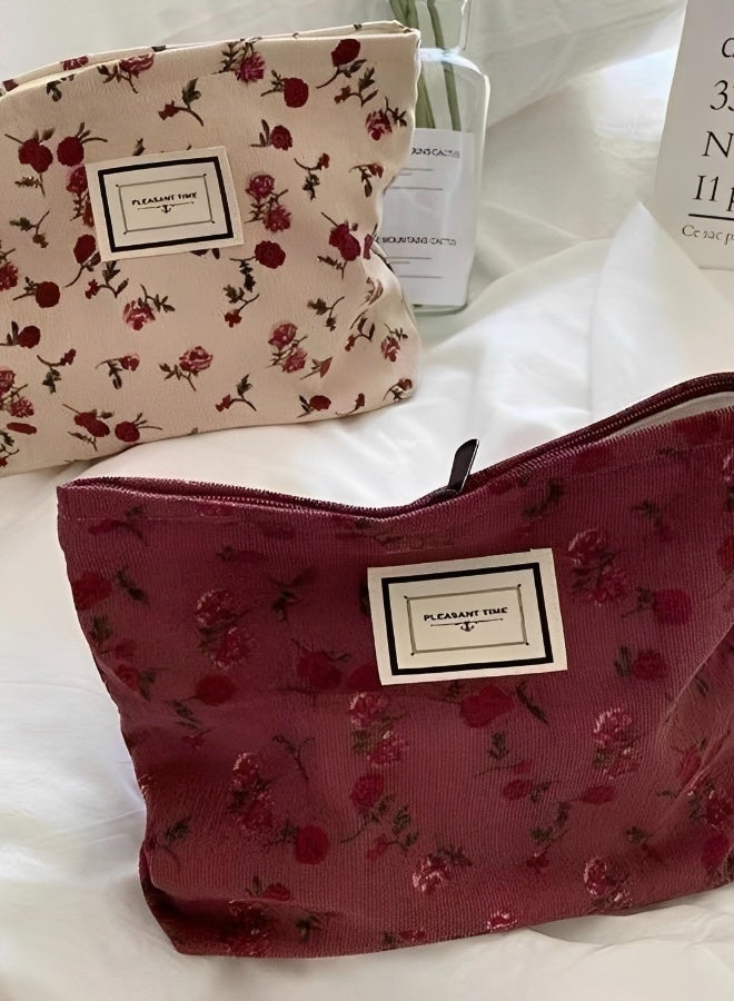 حقائب مستحضرات التجميل للنساء حقيبة منظمة للمكياج أثناء السفر حقيبة تخزين متعددة الوظائف لحمامات السباحة حقيبة يد محمولة بسحاب هدية مثالية للعطلات ألوان وردي وردي كريمي - Image 4